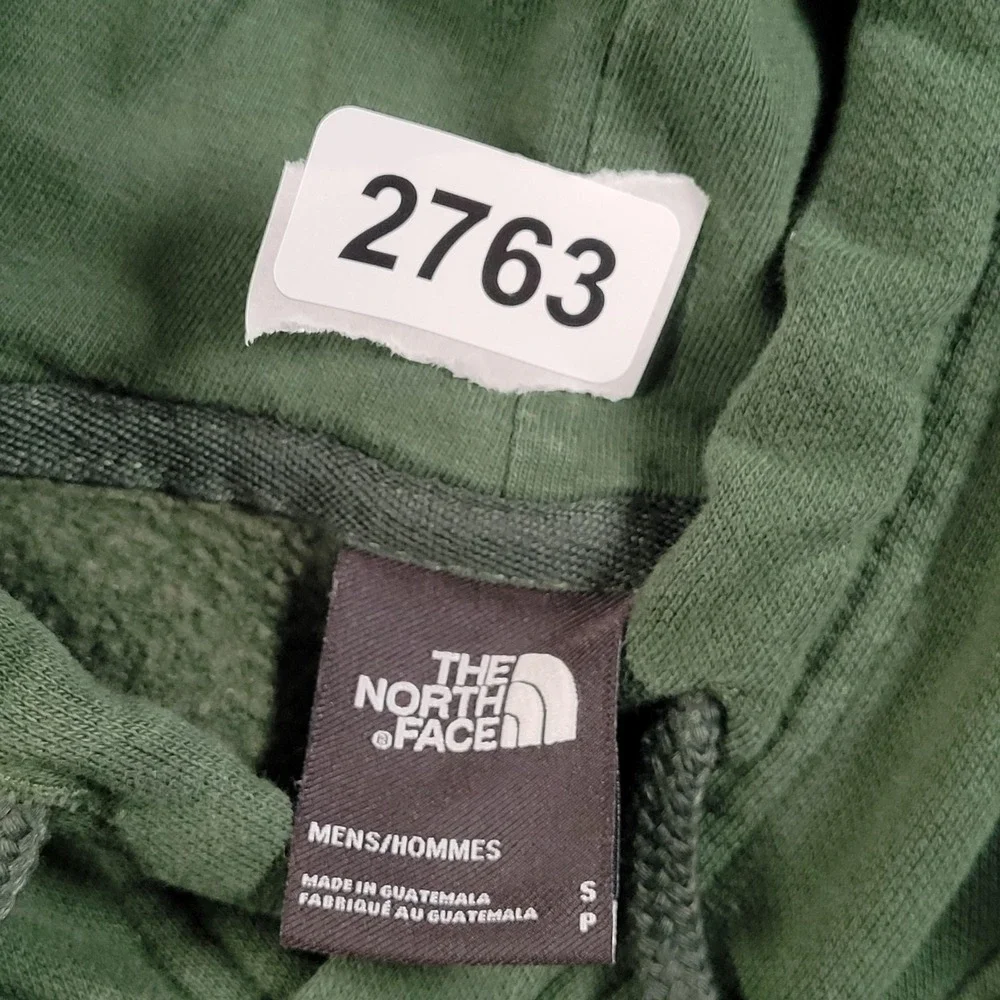 The North Face Hoodie Mens Small Green‎ Pullover Fleece Sweatshirt Graphic Back